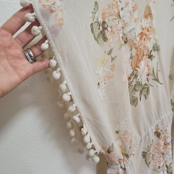 Belle Poque NWT Sm Swimsuit cover w Mini PomPom sleeve n bottom. Boho. Romantic - Picture 5 of 14